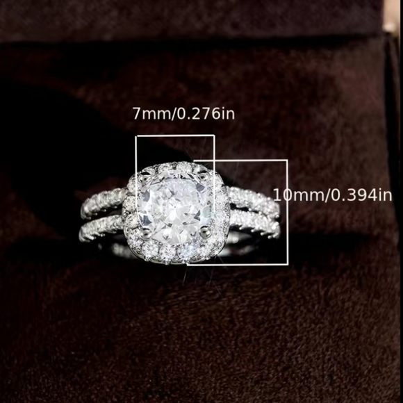Cubic Zirconia Silver Wedding Ring - Picture 2 of 5